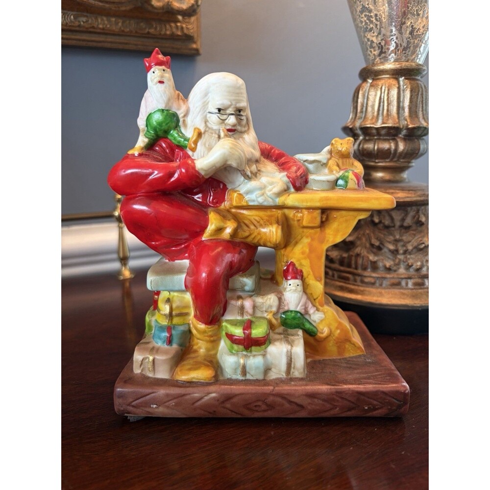 Vintage Santa Claus Music Box Santas Workshop Plays Jingle Bells Japan